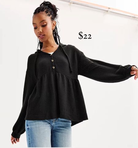 $22 Kohls Juniors' SO® Peplum Henley Hoodie / spring outfit / spring fashion / workwear / work outfit / work top 

#LTKsalealert #LTKworkwear #LTKover40