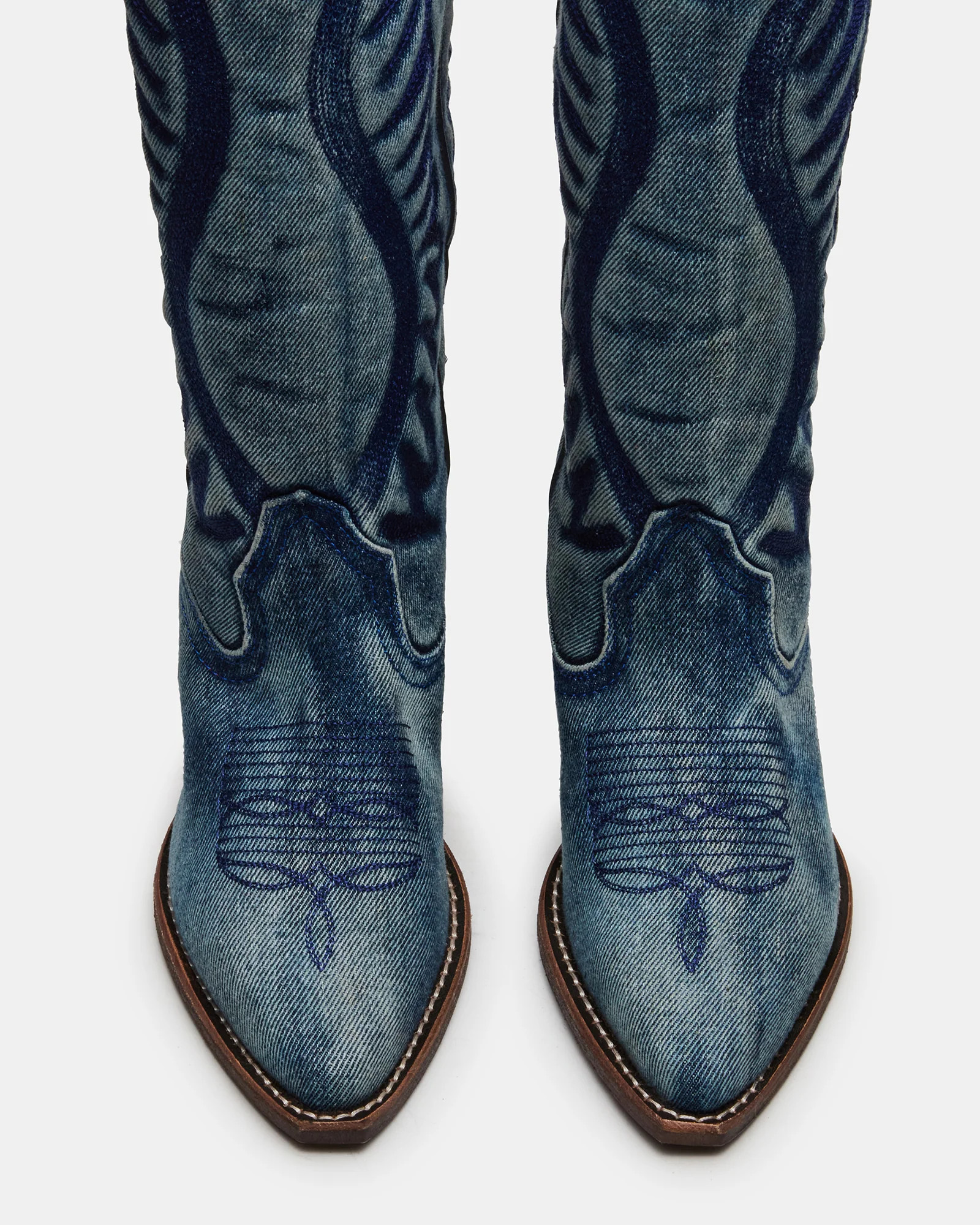 ALBANY Denim Fabric Pointed-Toe Women's Western Boot | Steve Madden (US)