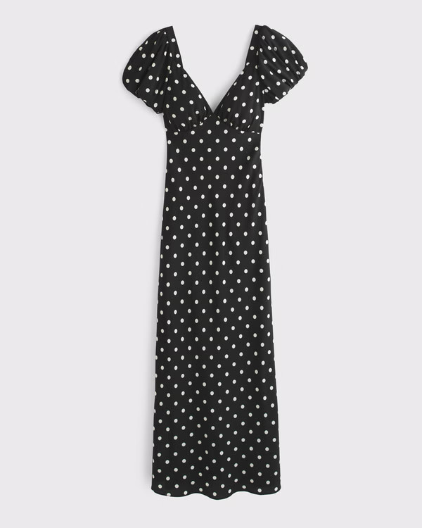 Women's Puff Sleeve Midi Dress | Women's Dresses & Jumpsuits | Abercrombie.com | Abercrombie & Fitch (US)