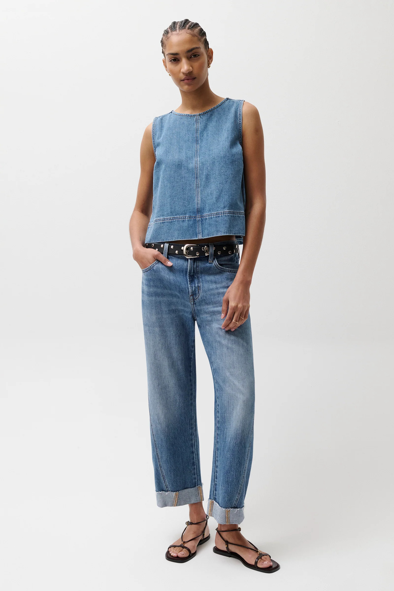 Kacey Mid Rise Cuffed Boyfriend - Laguna | Pistola Denim
