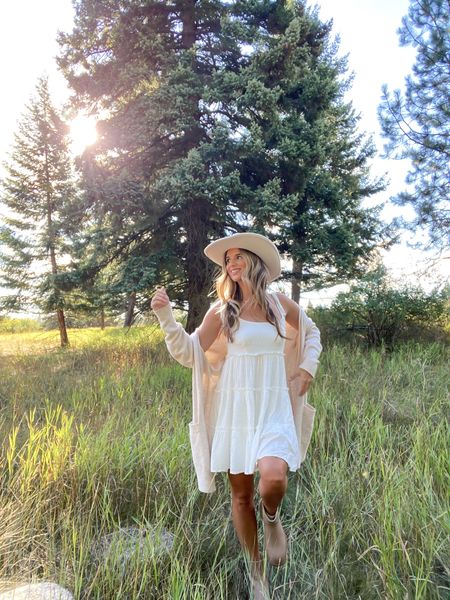 Wearing a small in the dress
Fall outfit, transitional outfit, fall style, white dress, summer dress, casual outfit, cowgirl style 

#LTKunder100