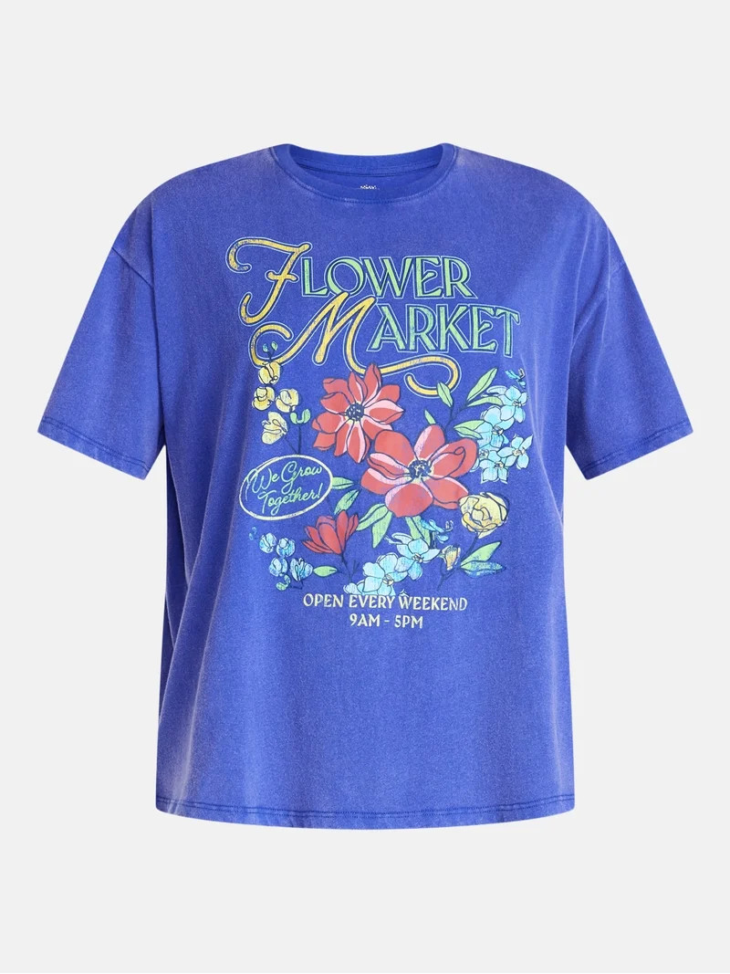 Mother’s Day Women’s Flower Market Cotton Graphic Tee from Way to Celebrate, Sizes S-XXXL | Walmart (US)