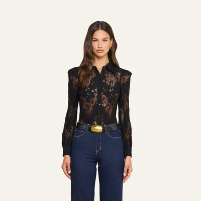L'AGENCE Jenica Lace Blouse Top In Black | L'Agence