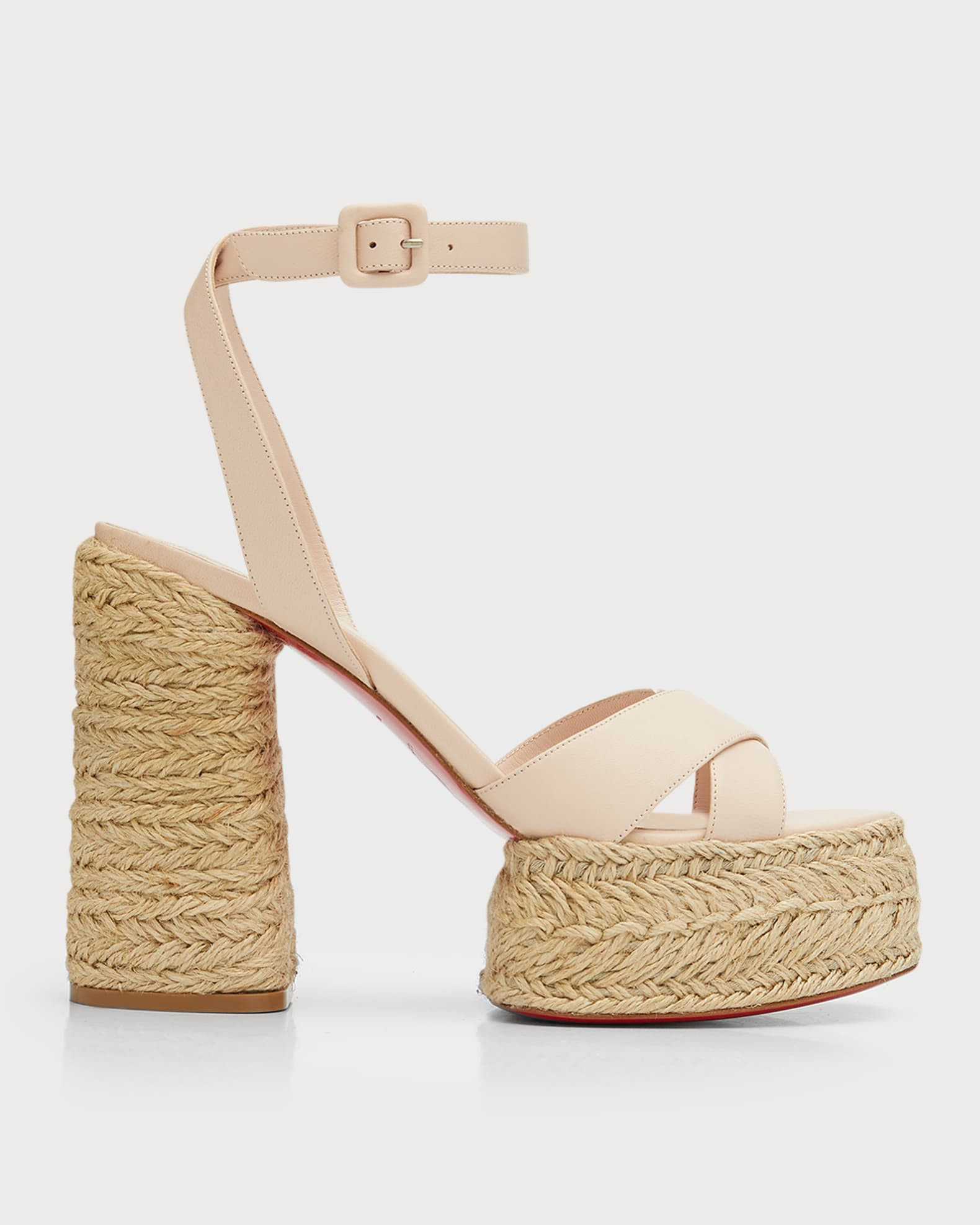 Christian Louboutin Super Mariza Red Sole Leather Espadrille Sandals | Neiman Marcus