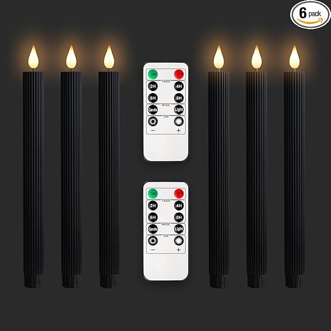 LED Flameless Black Taper Candles with 10-Key Remote Timer,Battery Operated Warm 3D Wick Light Wi... | Amazon (US)