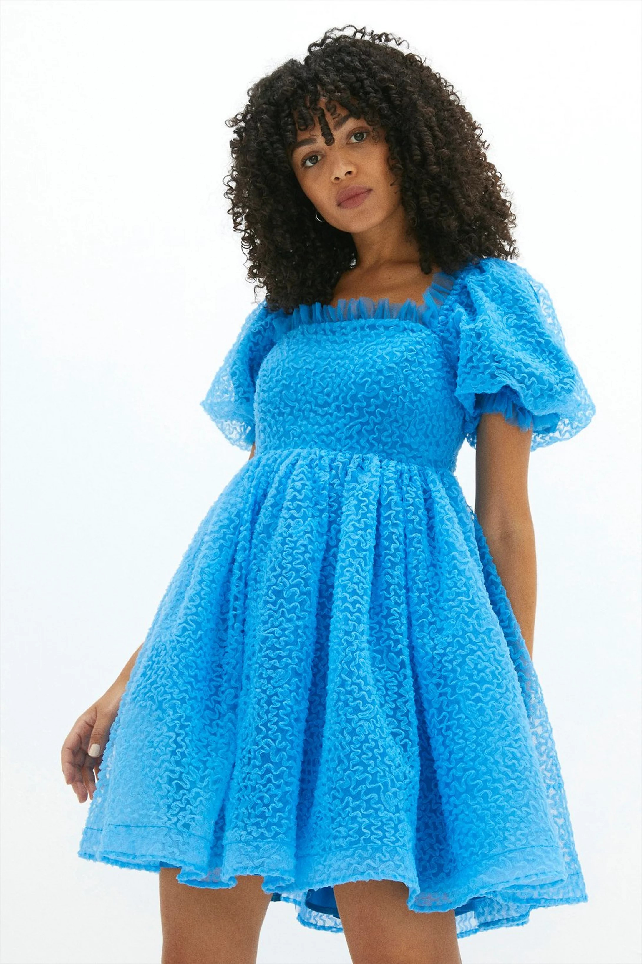 Textured Mesh Puff Sleeve Dress | Coast (UK)