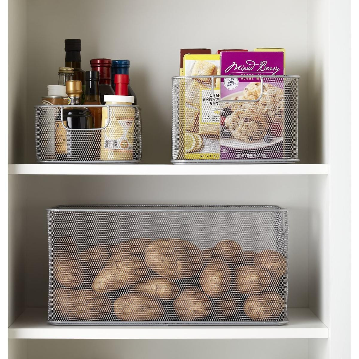 Silver Stacking Mesh Bins | The Container Store