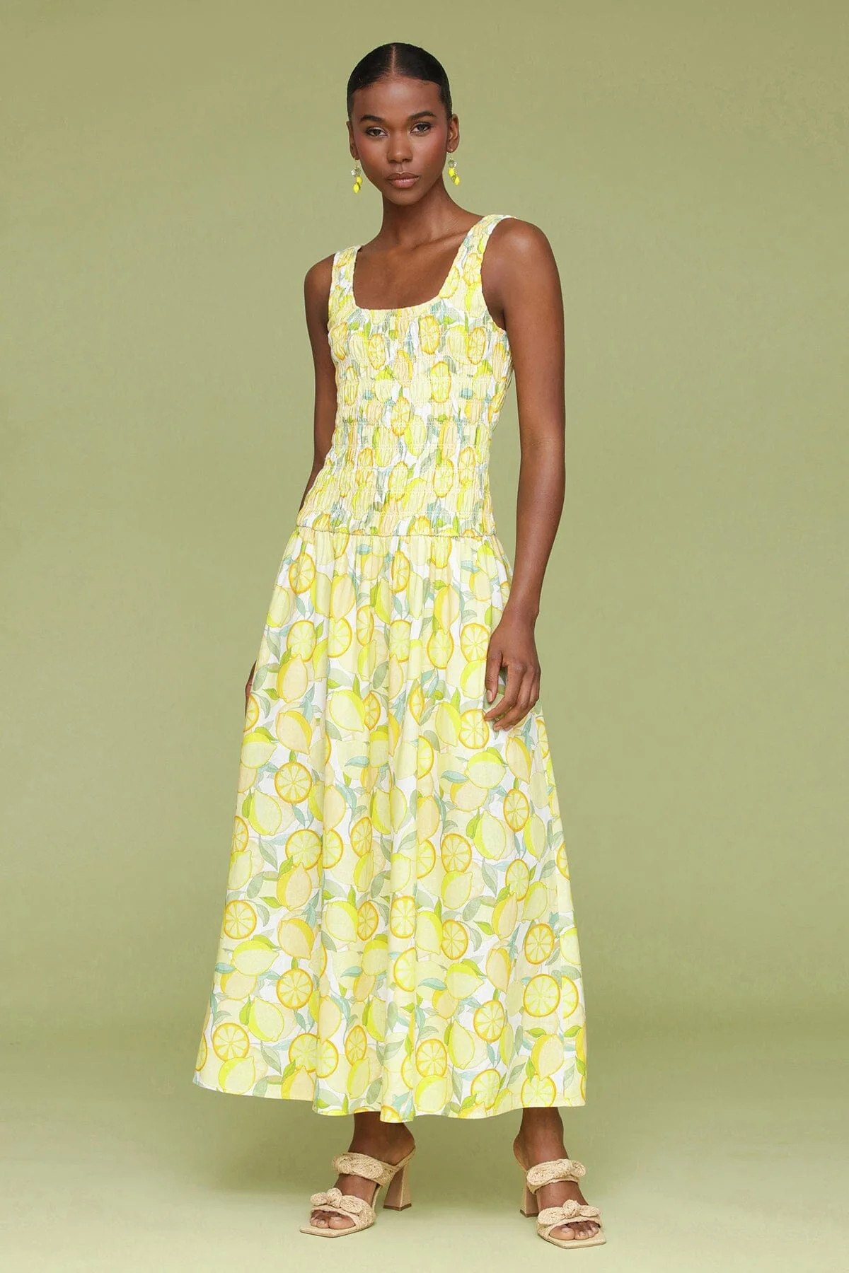 Printed Linen Blend Drop-Waist Smock Maxi Dress | Avec Les Filles