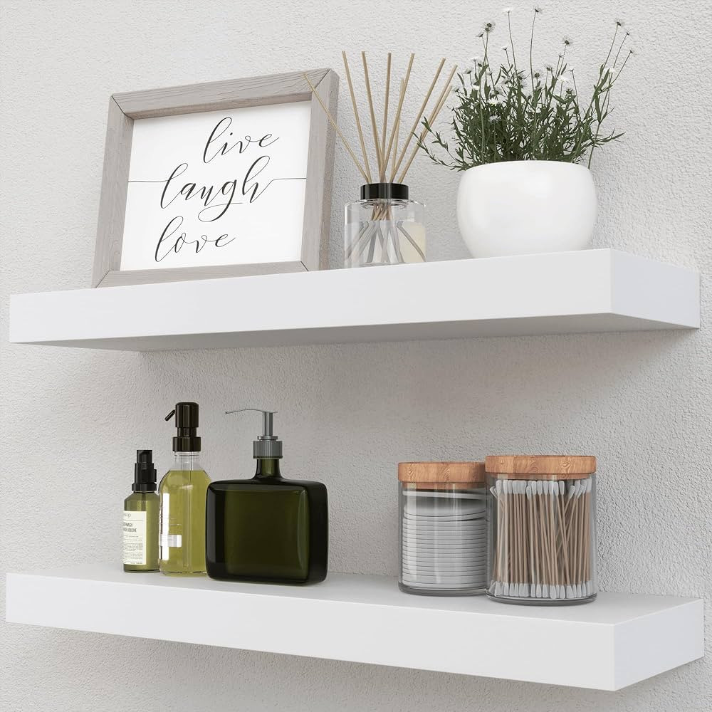 Boswillon White Floating Shelves Set of 2, Wall Mounted Small Shelves for Room, Modern Hanging Sh... | Amazon (US)