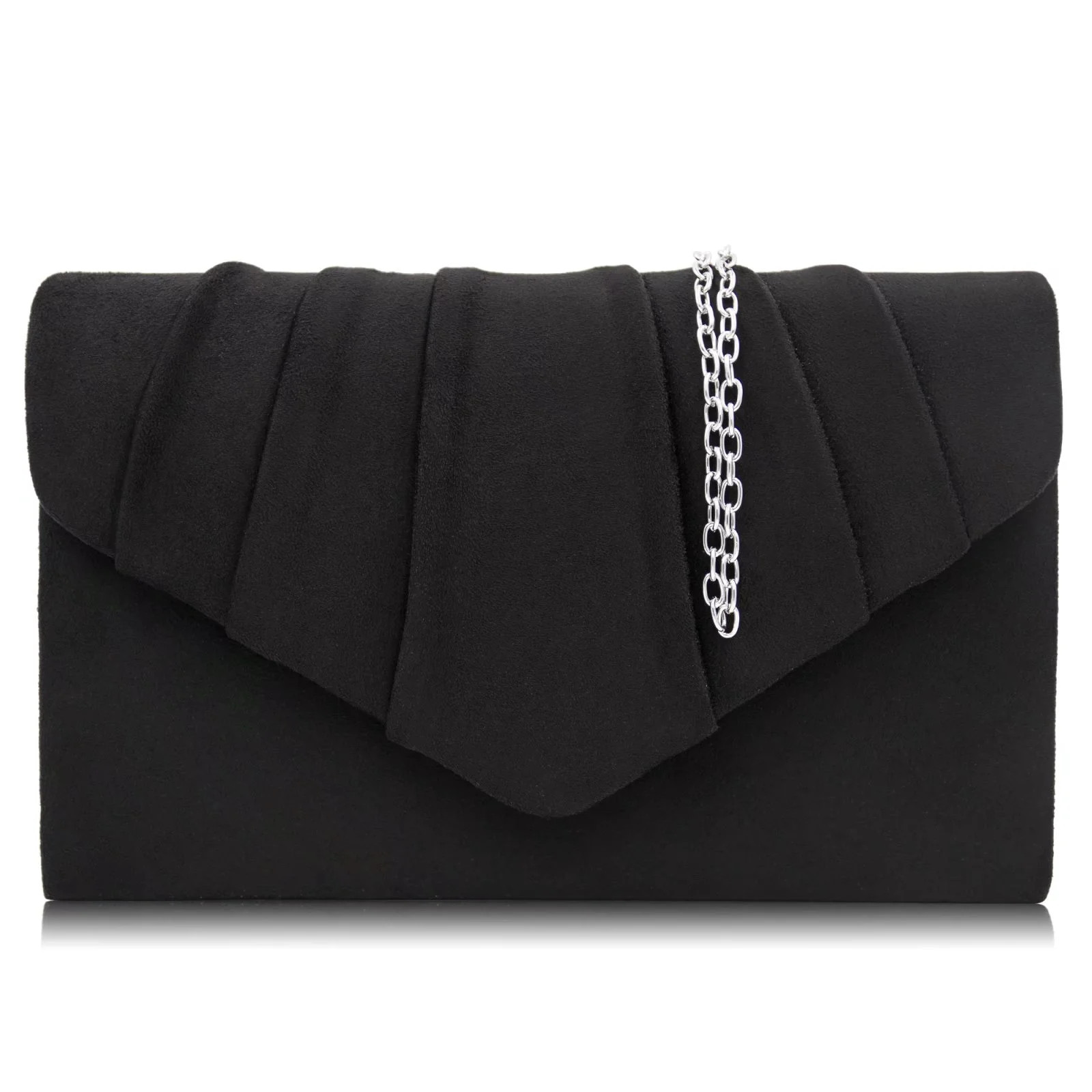 Milisente Women Evening Bag Suede Pleated Clutch Purse Envelope Clutches(Black) | Walmart (US)