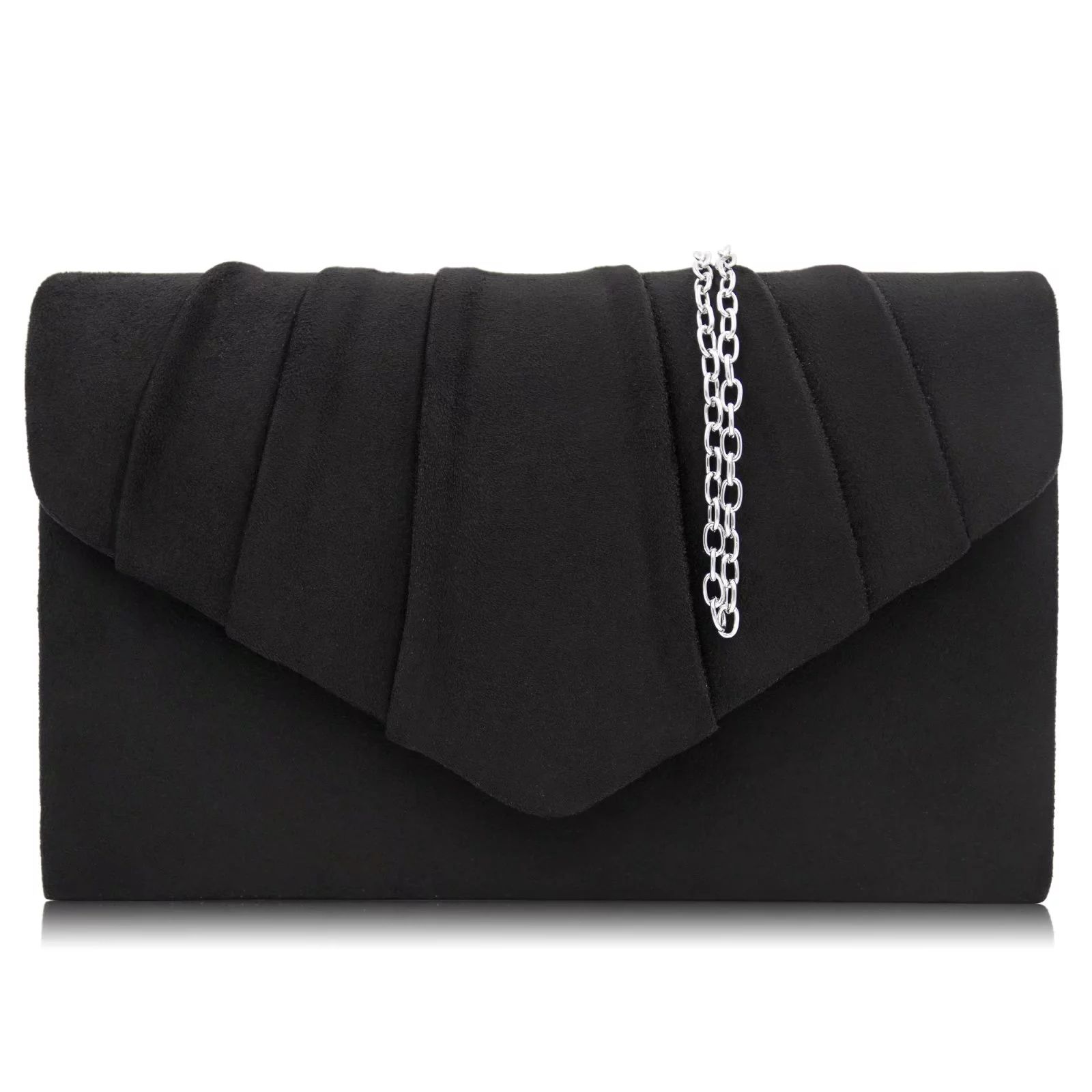 Milisente Women Evening Bag Suede Pleated Clutch Purse Envelope Clutches(Black) | Walmart (US)