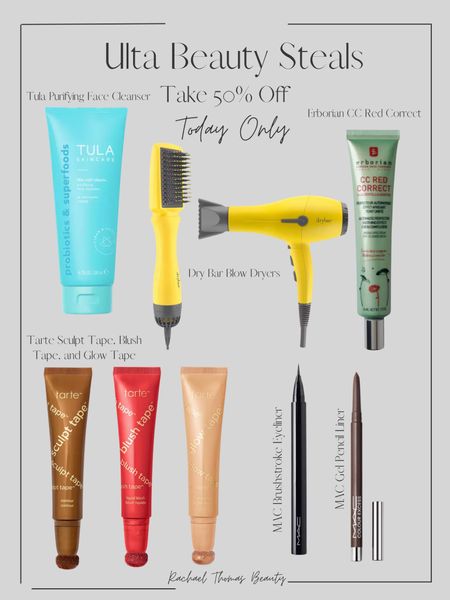 Ulta Beauty Steals of the day! Take 50% off Tarte sculpt tape, blush take and glow tape, plus dry bar hair dryers! Also I head the Erborian CC Red Correct works really well!

#LTKbeauty #LTKsalealert #LTKover40