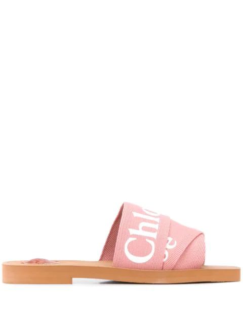 Chloé Woody logo-strap Sandals - Farfetch | Farfetch (CA)