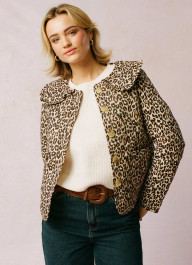 Brooke Leopard Print Quilted Collared Jacket | Joanie