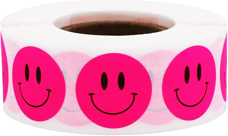 Fluorescent Pink Happy Face Stickers 0.75 Inch 19 mm Round 500 Count | Amazon (CA)