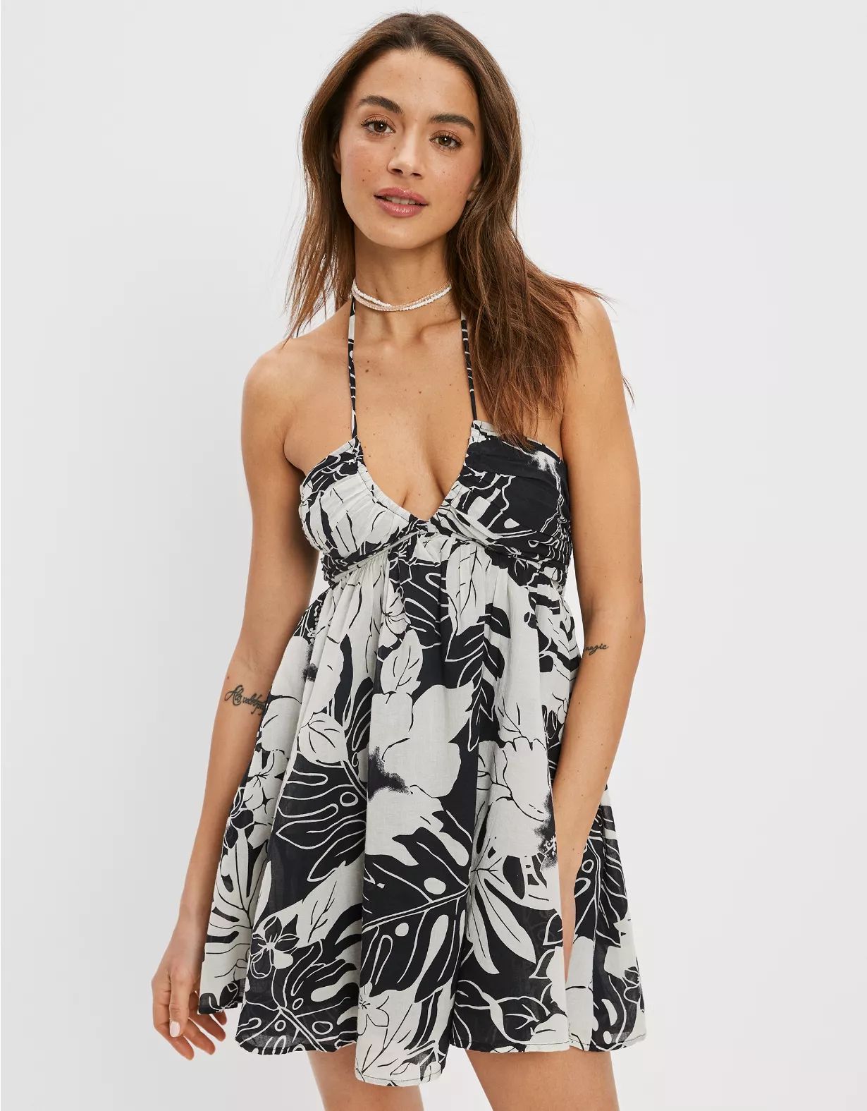 AE Ruched Halter Mini Dress | American Eagle Outfitters (US & CA)