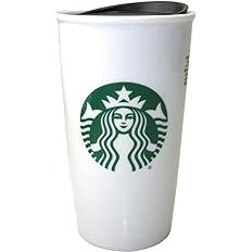 Starbucks Classic White and Green Coffee Traveler Tumbler Double Wall Ceramic Coffee Travel 12 oz | Amazon (US)