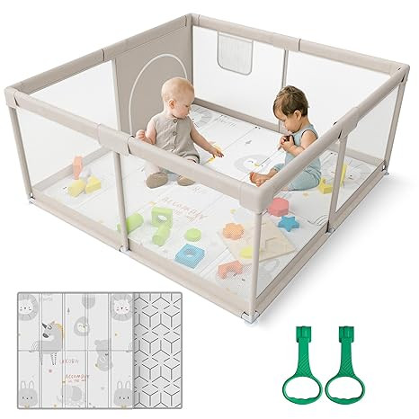 ZEEBABA Baby Playpen with Mat, 47x47inch Playpen for Babies and Toddlers, Small Baby Play Pens, P... | Amazon (US)