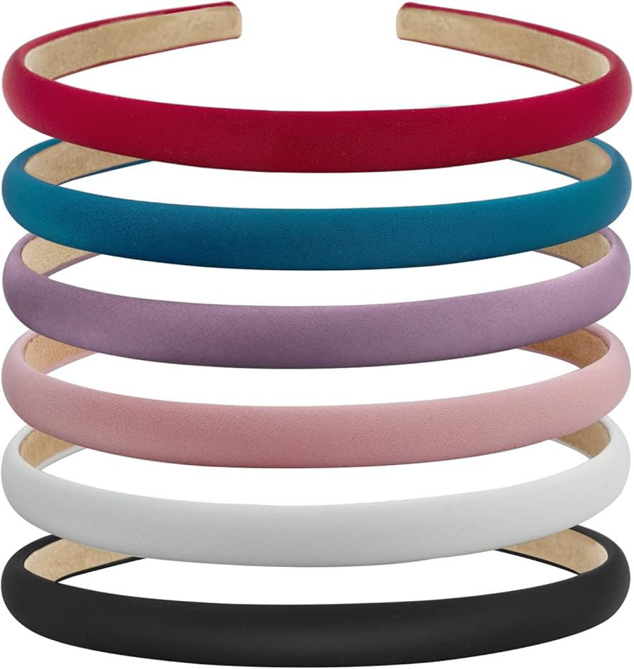 LYroo 10mm Thin Headbands for Women Girls Plain Soft Satin Head Bands Red White Black Headband Wo... | Amazon (US)