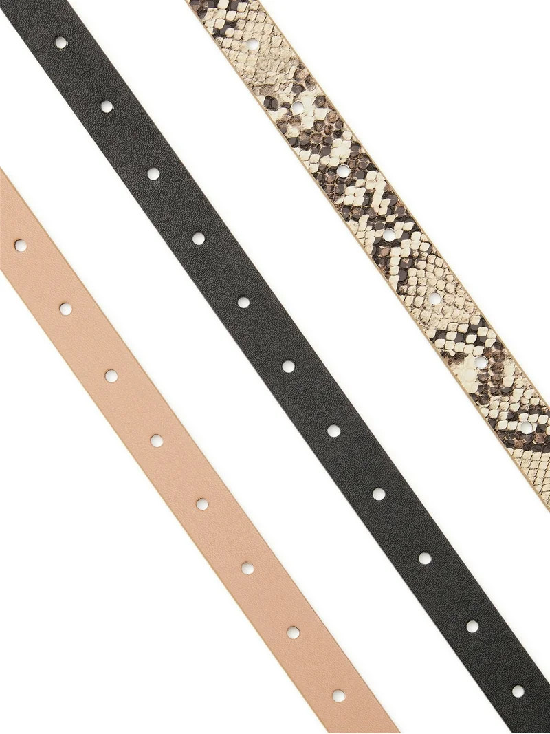 Madden NYC Women's 3 for 1 Belt Set, Black/Tan/Snake Print | Walmart (US)