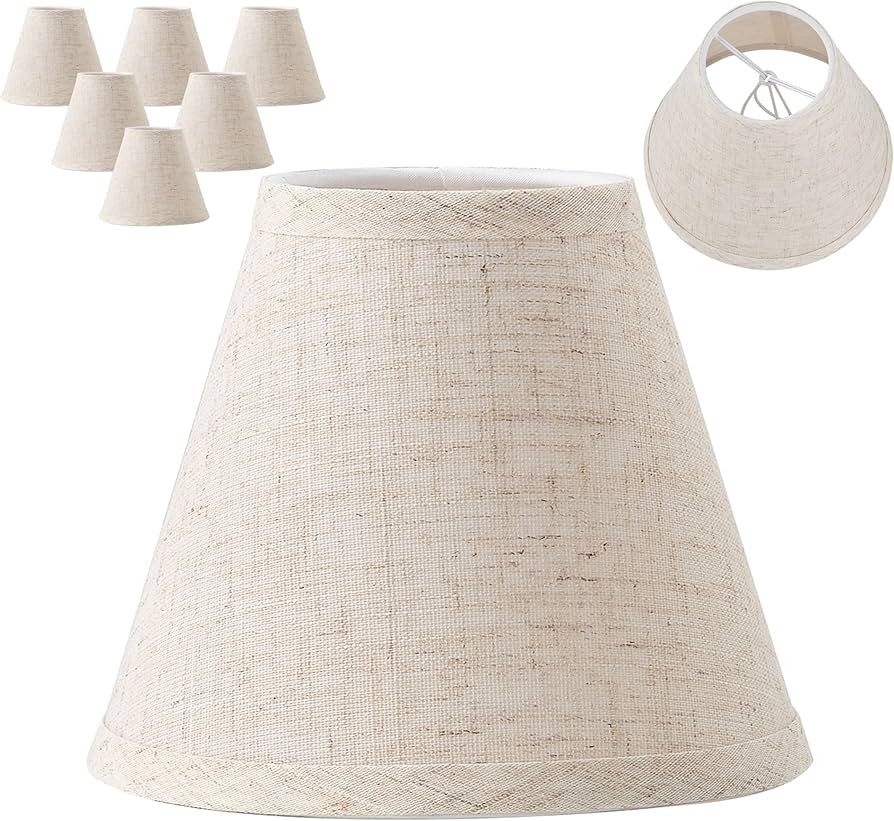 3" Top x 6" Bottom x 5" High Chandelier Shades, Beige 3.0x6.0x5.0 Inches Linen Fabric Lampshades,... | Amazon (US)