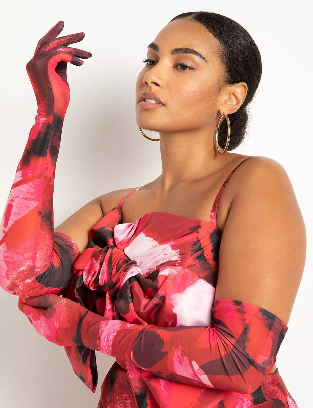 Printed Stretch Mesh Gloves | Eloquii