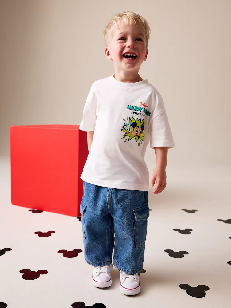 White Mickey Mouse Short Sleeve T-Shirt (3mths-8yrs) | Next US