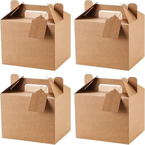 Brown Gable Boxes 12 Pack 7 x 5.5 x 5.5 Inches with Rope and Tag Party Favor Boxes for Birthday P... | Amazon (US)