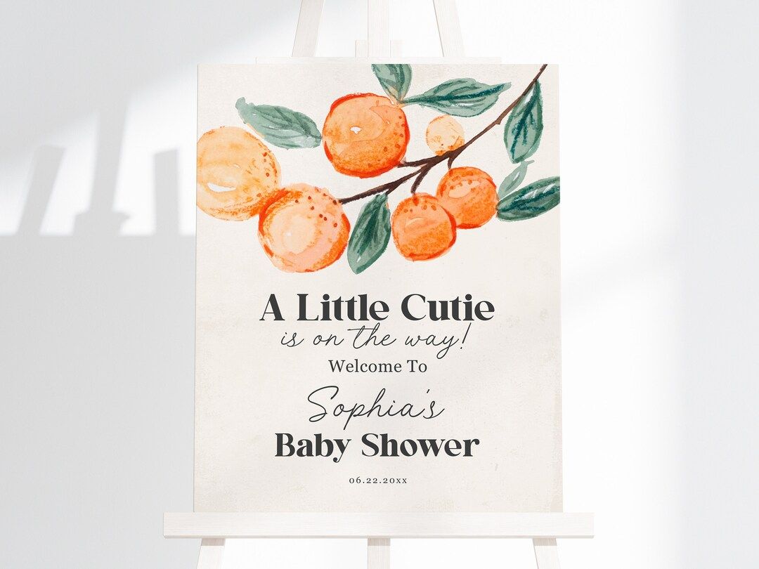 A Little Cutie is on the Way Citrus Baby Shower Welcome Sign - Etsy | Etsy (US)