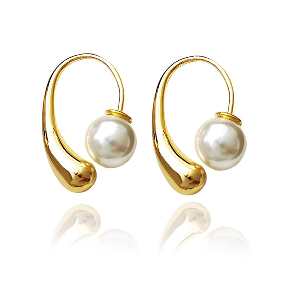 Pearl Water Drop Earrings Gold Hoop Pearl Earrings for Women Pearl Drop Stud Earrings | Amazon (US)