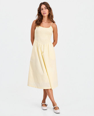 Petite Smocked Scoop Neck Sleeveless Midi Dress | Macy's