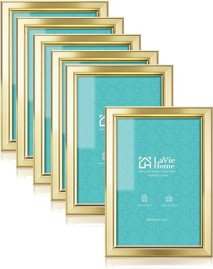 LaVie Home 4x6 Picture Frames (6 Pc, Gold) Simple Designed Photo Frame with High Definition Glass... | Amazon (US)