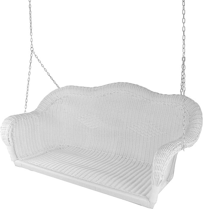 Northlight 50" White Stripe Outdoor Patio Resin Wicker Swing with Chain | Amazon (US)