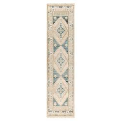 Belinda Global Bazaar Beige Wool Oushak Patterned Rug - 2'6"x10' | Kathy Kuo Home