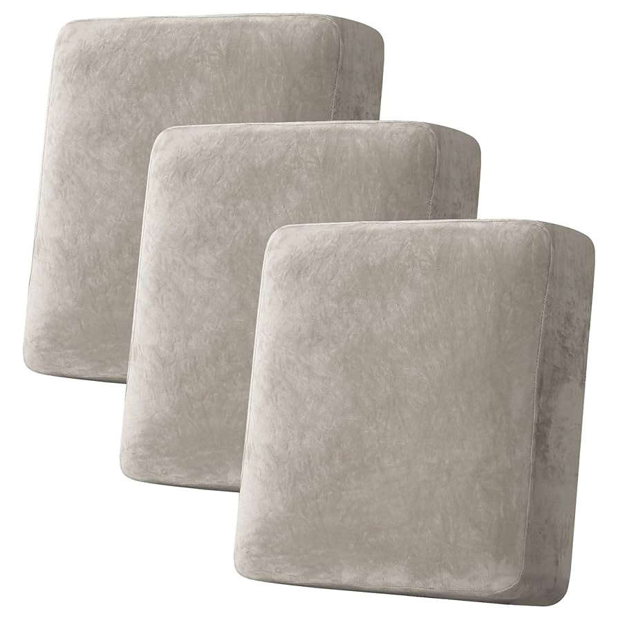 H.VERSAILTEX Velvet Stretch Couch Cushion Cover Plush Cushion Slipcover for Chair Loveseat Sofa C... | Amazon (US)