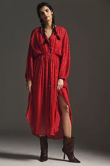 By Anthropologie Allene Shimmer Maxi Dress | Anthropologie (US)