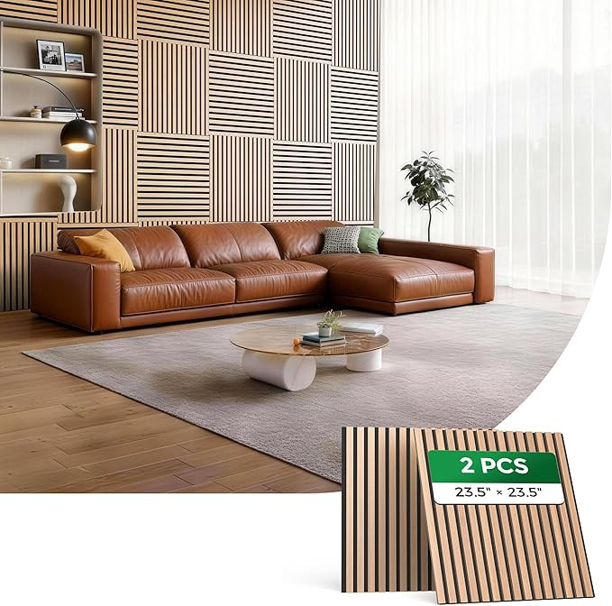 Wood Slat Acoustic Wall Panels, 3D Wall Panels with High Density Core for Echo Reduction, Easy DI... | Amazon (US)