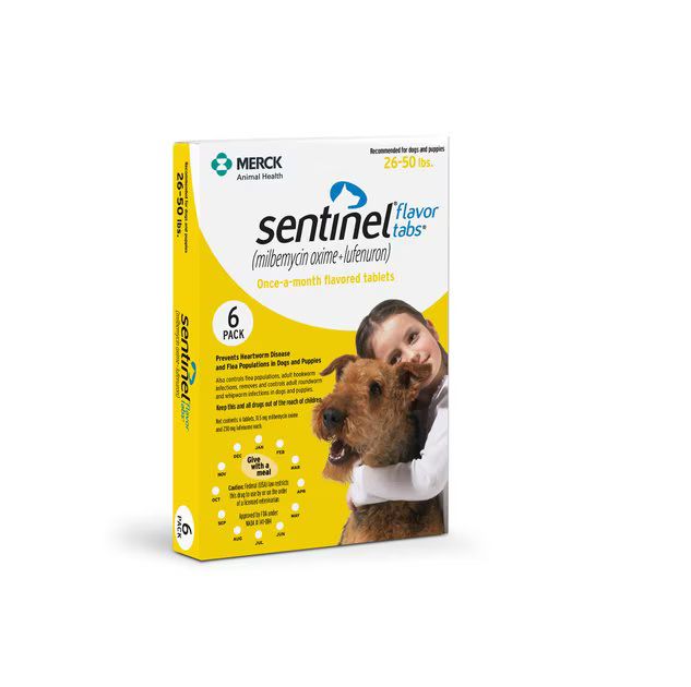 Sentinel Tablet for Dogs, 26-50 lbs, (Yellow Box) | Chewy.com
