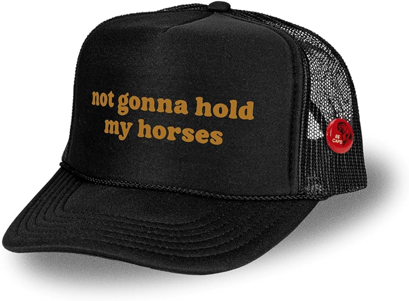 Not Gonna Hold My Horses Hat - Printed Mesh Snapback Foam Trucker with Hat Pin Black | Amazon (US)