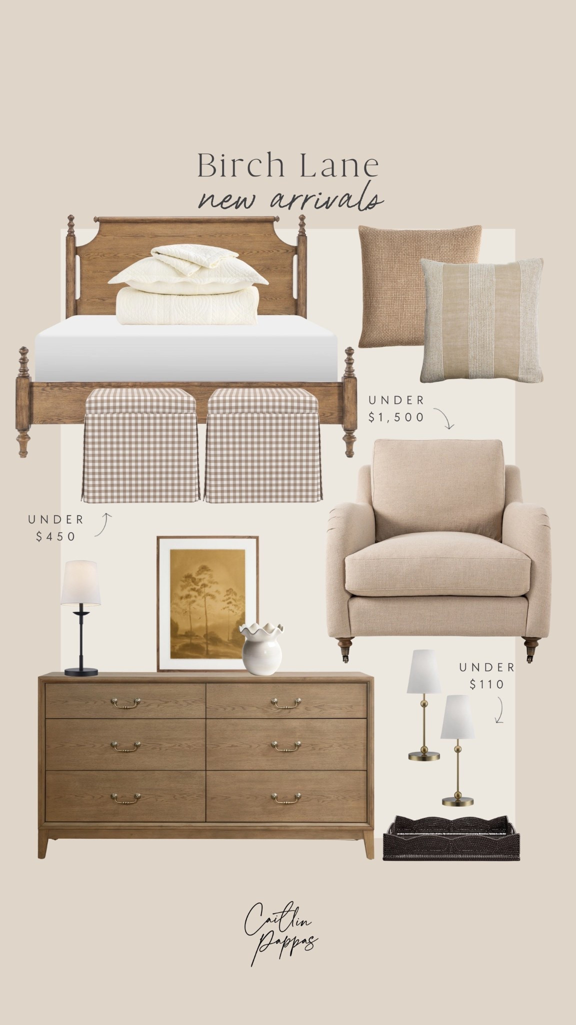 Birch Lane new arrivals 🤎 How pretty is this wooden dresser, these gingham ottomans, and these neutral pillows? 

#LTKHome #LTKSpringSale