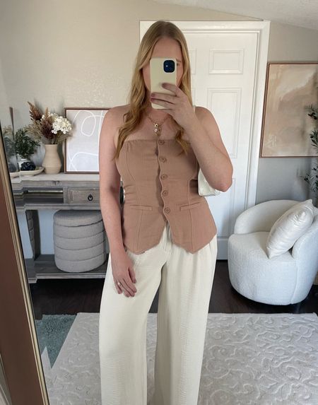 $22 Women's Linen Suiting Tube Top - Wild Fable™ (size medium on me, fits TTS) love this suit vest option with a pair of cream trouser pants!!! So chic!!

#LTKFindsUnder50 #LTKStyleTip #LTKMidsize