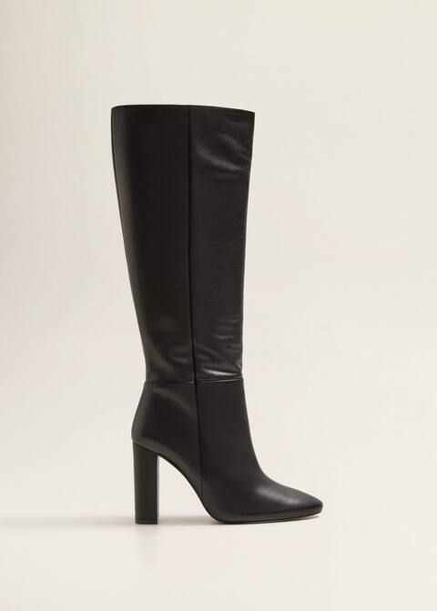 Leather high-leg boots - Women | MANGO (UK)