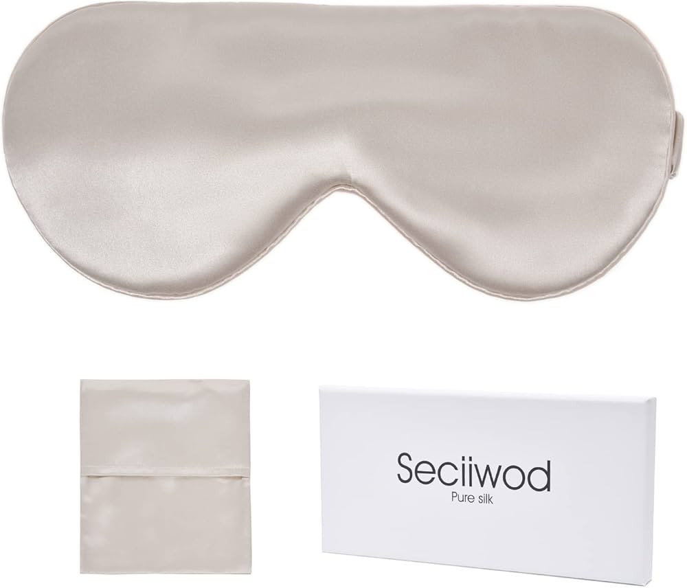 Seciiwod, Silk Sleeping mask, Light Proof Sleep mask, 100% Mulberry Silk Eye mask with Elastic St... | Amazon (US)