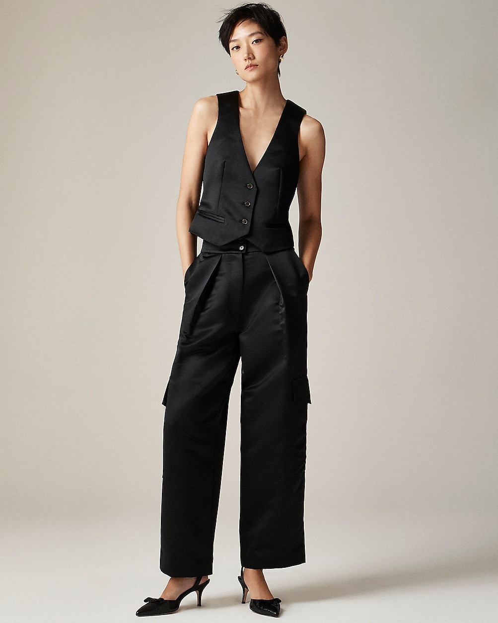 Christopher John Rogers X J.Crew high-rise cargo pant in duchesse satin | J. Crew US