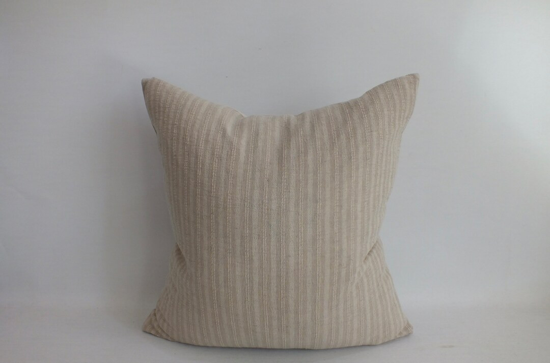Beige Cream Striped Sofa Sashiko Pillow Cover Throw Decorative Ethnic Cushions Case Accent Pillow... | Etsy (US)