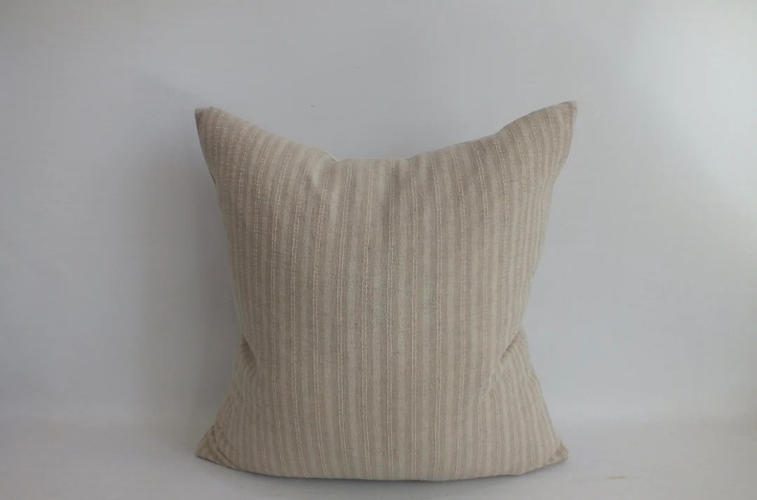 Beige Cream Striped Sofa Sashiko Pillow Cover Throw decorative  Ethnic Cushions case Accent Pillo... | Etsy (US)