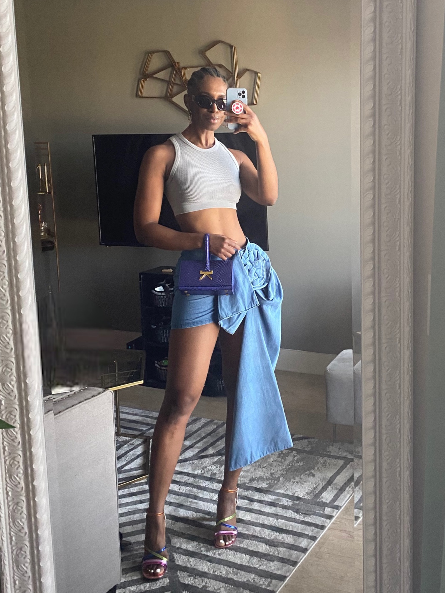 Elevated casual outfit for a friend’s event today. 

Purse: Klassic Kloth (black owned brand!)

Summer outfit, day party outfit, darty outfit, crop top outfit, denim skirt outfit, denim skirt, denim mini skirt, grey crop top, crop top, ribbed crop top, thick sunglasses, klassic kloth, brunch outfit, GNO, GNO outfit, casual date outfit, date outfit, easy outfit, affordable fashion, affordable outfit, neutral outfit, metallic heels, multi color heels

#LTKstyletip #LTKunder50 #LTKFind