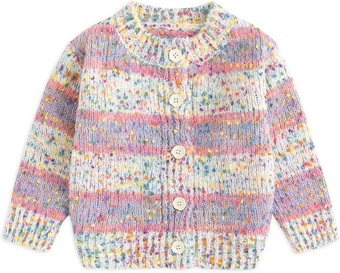 Curipeer Baby Girls Knitted Cardigan Pompoms Sweater Toddler Long Sleeve Jacket Outerwear 6M-4Y | Amazon (US)