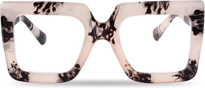 hoyuwak Oversized Square Blue Light Glasses Big Frame Computer Eyewear Thick Fashion Clear Glasses for Women Fashion | Amazon (US)
