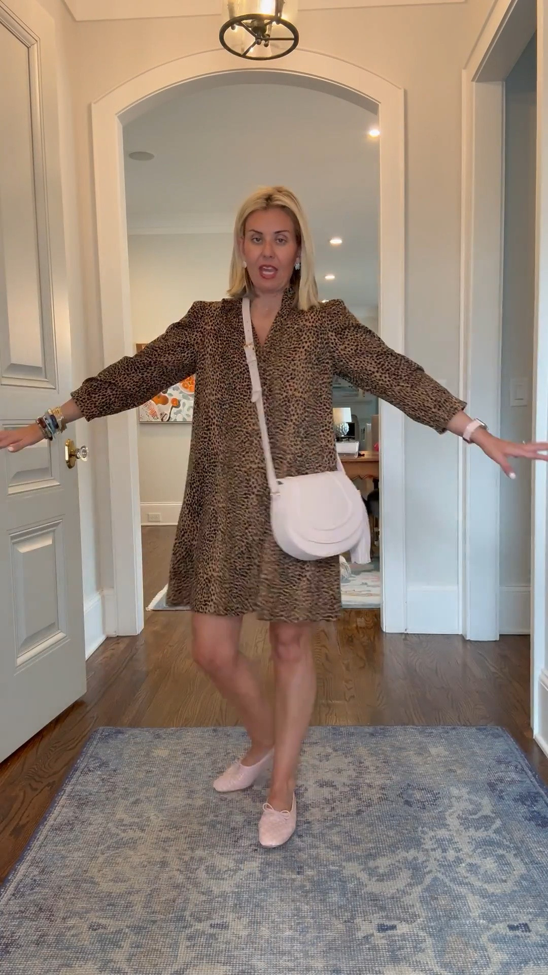 I love a leopard, but it has to be the right leopard and this is it! I’m in xs dress and 7 flats (sized down 1). 

Codes:
Allie + Bess - Catherine20
Gigi New York - Catherine15
￼

#LTKdayinmylife #LTKootd #LTKmomlife